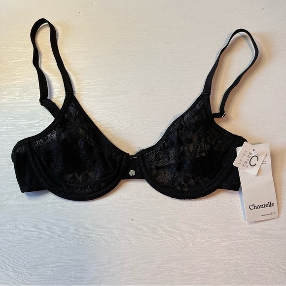 NWT Chantelle Lingerie Spirit Full Coverage Lace Molded Bra 32C BLACK #0097E - Picture 1 of 13
